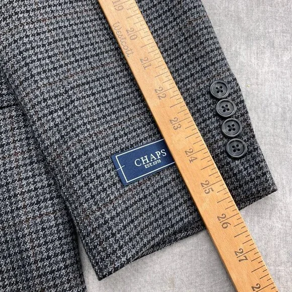 Chaps Blazer Men‎ 42L Black Gray Houndstooth Lambswool Classic Career Jacket NWT